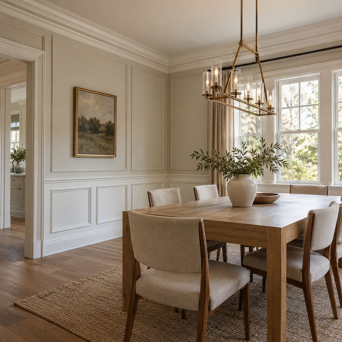 Dining room wall paneling and moulding portfolio example