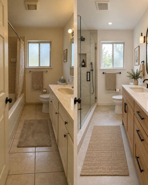 Bathroom renovation before and after by Daniel Brooks Construction