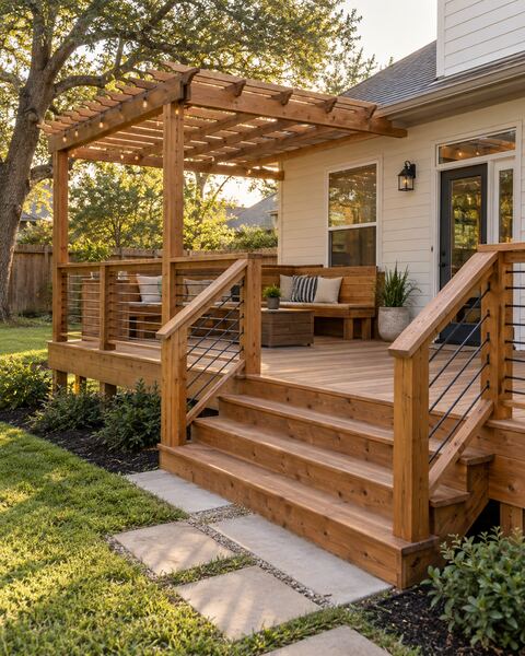 Completed cedar deck by Daniel Brooks Construction