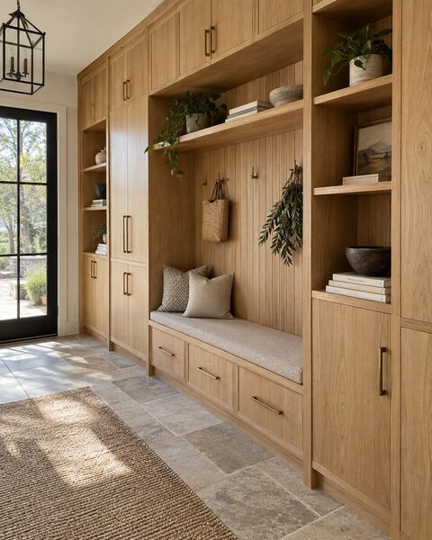 Custom built-in storage finish carpentry contractor portfolio example
