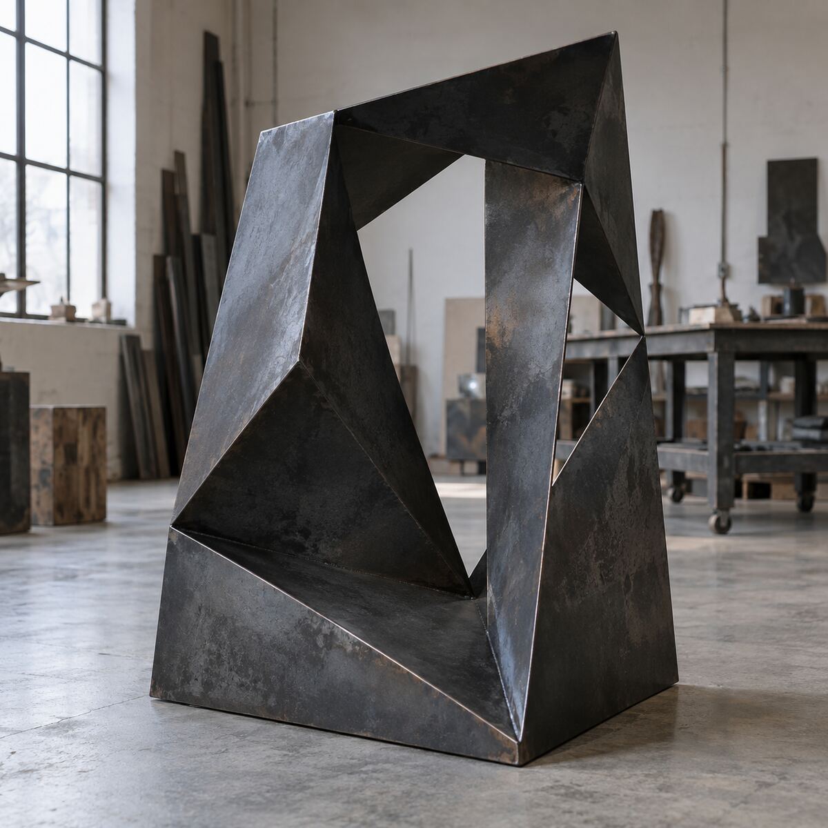 Signal Vessel steel sculpture in the Rowan Vale example portfolio