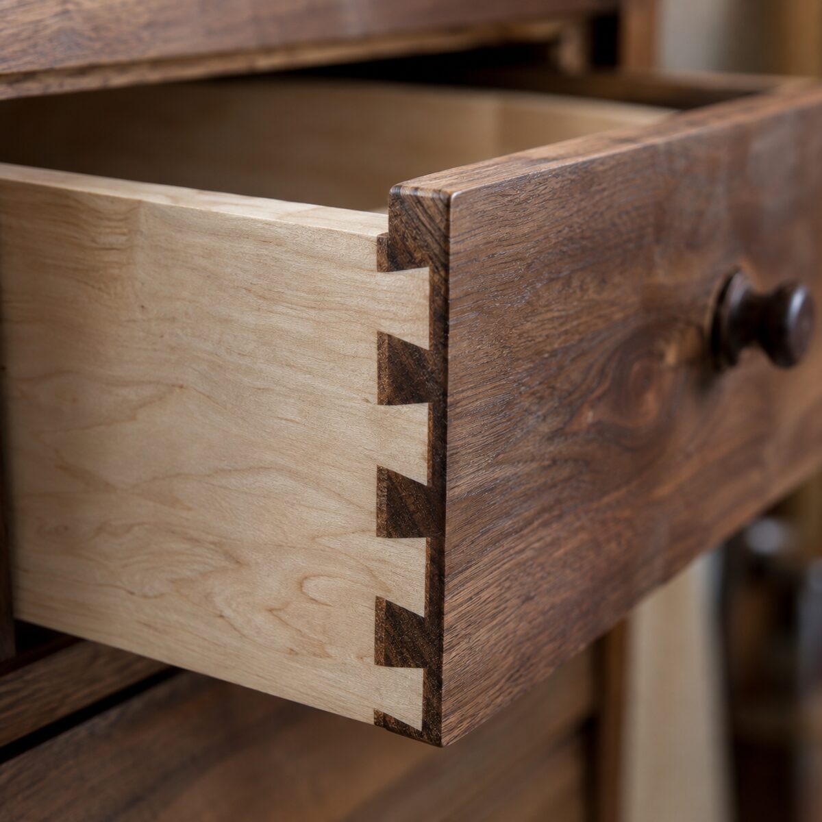 Dovetail drawer joinery woodworker portfolio example